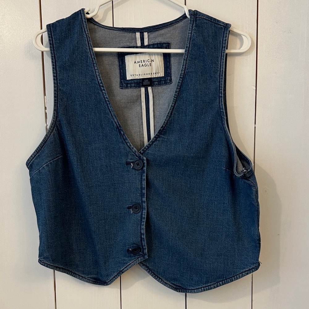 American Eagle Dark Blue Denim Vest